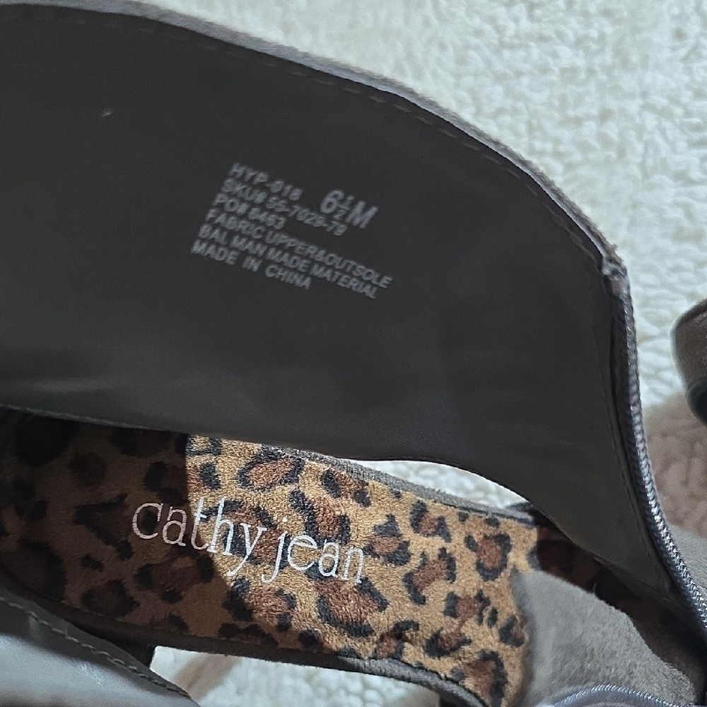 Cathy Jean Charcoal Studded Peep-Toe Heels - Picture 9 of 12